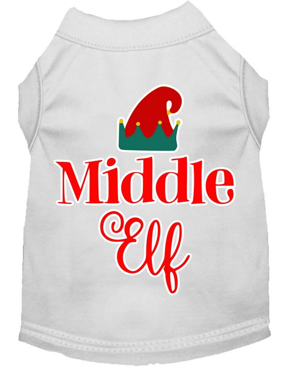 Middle Elf Screen Print Dog Shirt White Med